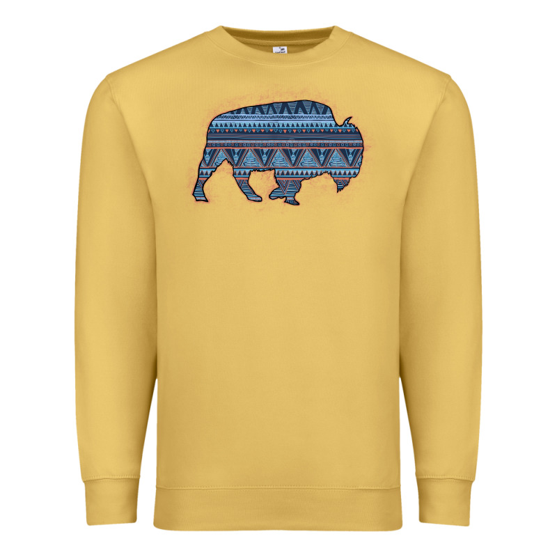 Bison Silhouette Blue Aztec Premium Sweatshirt by Bettercallsaul | Teevron