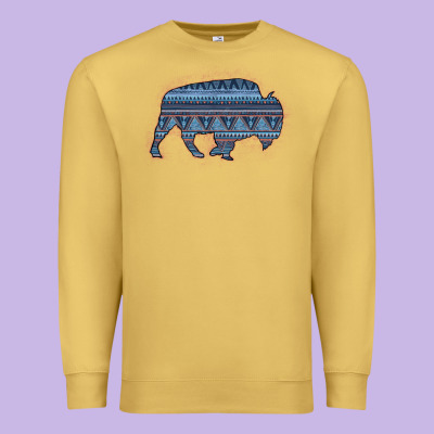 Bison Silhouette Blue Aztec Premium Sweatshirt Designed By Bettercallsaul