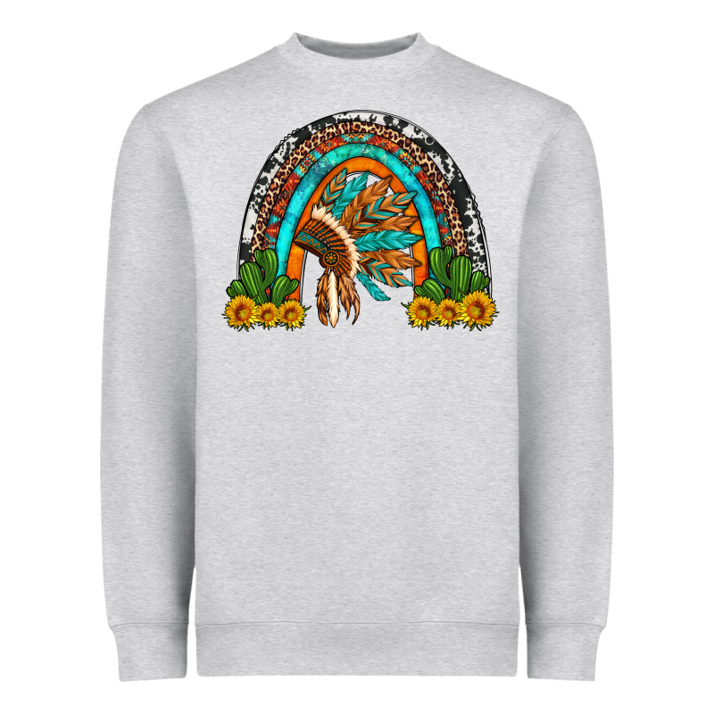 Indian Headdress Cactus And Sunflowers Rainbow Heavyweight Sweatshirt by Artiststas | Teevron