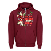 Burgundy tis the season tıbıa jolly Zipper Hoodie - MaliasSmallBusiness