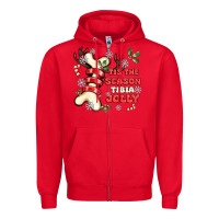 Red tis the season tıbıa jolly Zipper Hoodie - MaliasSmallBusiness