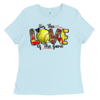 Baby Blue for the love of the game softball Ladies Tee - Zillion Design Studio