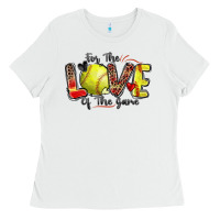 White for the love of the game softball Ladies Tee - Zillion Design Studio