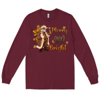 Burgundy merry and bright black santa Long Sleeve Tee - MaliasSmallBusiness