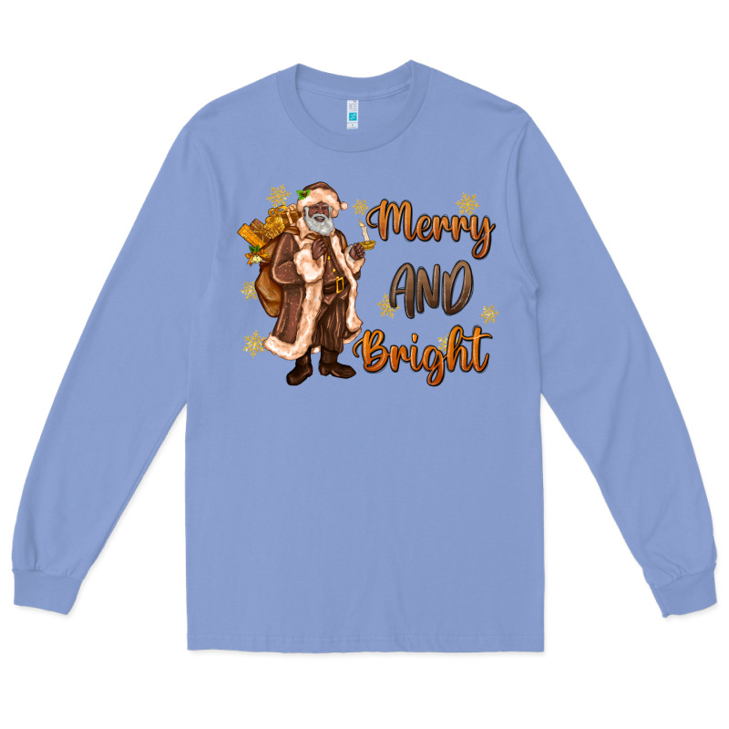 Merry And Bright Black Santa Long Sleeve Tee by MaliasSmallBusiness | Teevron