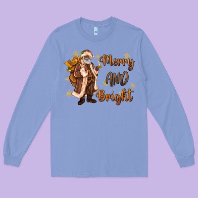 Merry And Bright Black Santa Long Sleeve Tee Designed By Maliassmallbusiness