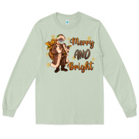 Matcha merry and bright black santa Long Sleeve Tee - MaliasSmallBusiness