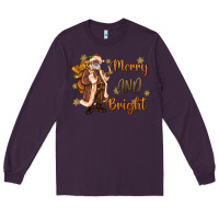 Plum merry and bright black santa Long Sleeve Tee - MaliasSmallBusiness