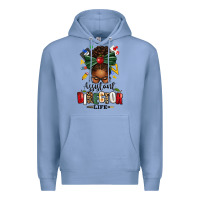 Colony Blue assistant director life afro messy bun Premium Hoodie - texasbilliewilder