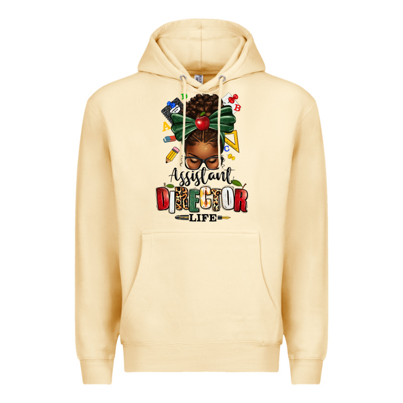 Assistant Director Life Afro Messy Bun Premium Hoodie by texasbilliewilder | Teevron