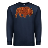 Navy Bison Silhouette Red Skull Premium Sweatshirt - Bettercallsaul