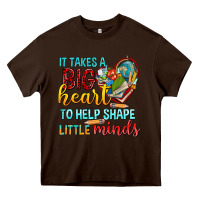 Chocolate Brown big heart to help shape little minds tbw Heavy Core Tee - texasbilliewilder