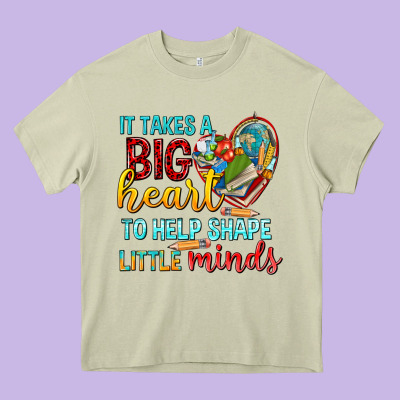 Big Heart To Help Shape Little Minds Tbw Heavy Core Tee Designed By Texasbilliewilder