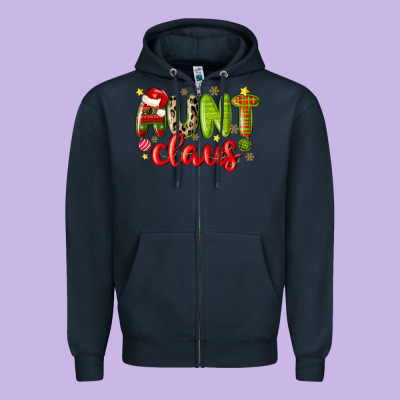 Aunt Claus Zipper Hoodie Designed By Maliassmallbusiness
