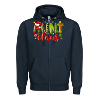 Navy aunt claus Zipper Hoodie - MaliasSmallBusiness