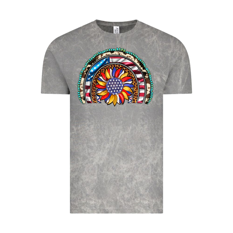 Sunflower American Flag Leopard Gemstone Cowhide Rainbow Vintage Tee by Artiststas | Teevron