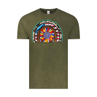 Vintage Olive sunflower american flag leopard gemstone cowhide rainbow Vintage Tee - Artiststas