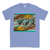 Colony Blue western cow serape leopard sunflowers mousepad Classic Tee - BarkalooDesign