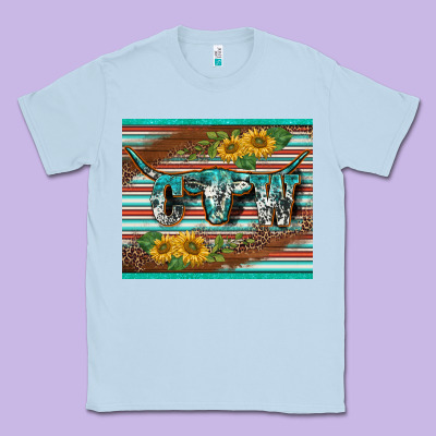 Western Cow Serape Leopard Sunflowers Mousepad Classic Tee Designed By Barkaloodesign