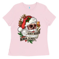Bubblegum Pink Kinda merry kinda scary Ladies Tee - RanaPortraitStore