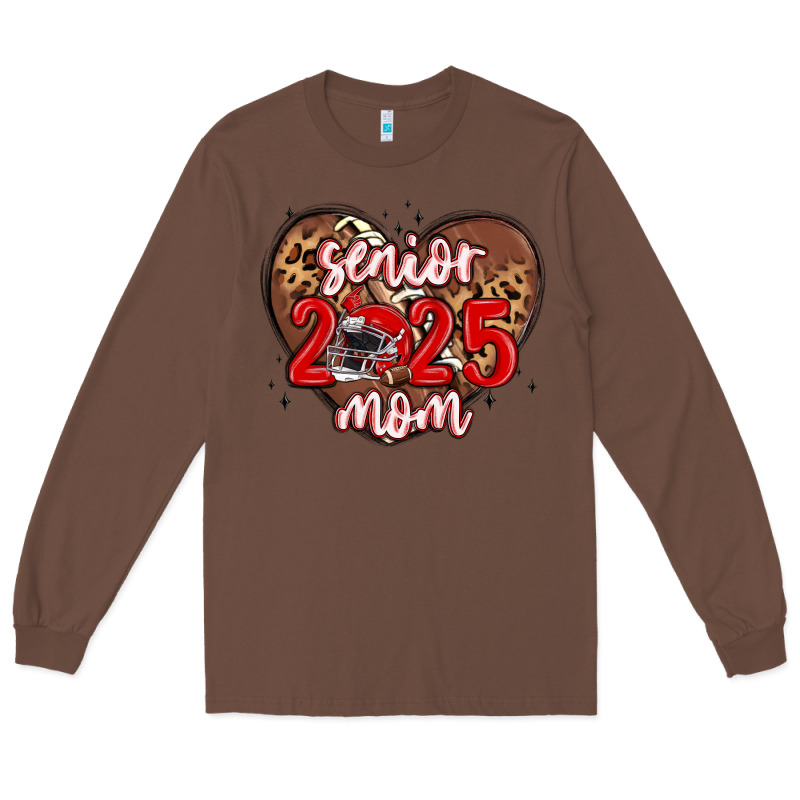 Senior 2025 Mom Football Long Sleeve Tee by MaliasSmallBusiness | Teevron