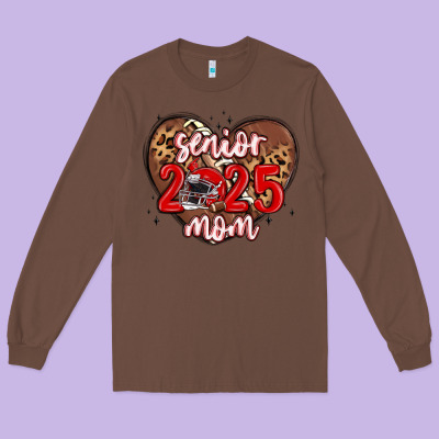 Senior 2025 Mom Football Long Sleeve Tee Designed By Maliassmallbusiness