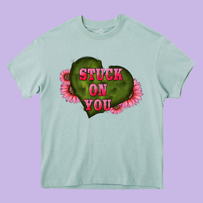 Valentine's Day Stuck On You Heart Sunflowers Heavy Core Tee Designed By Ranaportraitstore