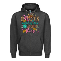 Charcoal Heather boots and bling it's a cowgirl thing Zipper Hoodie - MaliasSmallBusiness