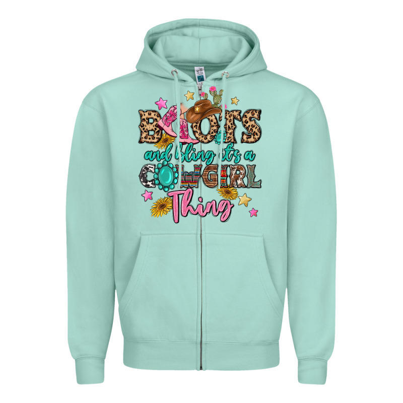 Boots And Bling It's A Cowgirl Thing Zipper Hoodie by MaliasSmallBusiness | Teevron