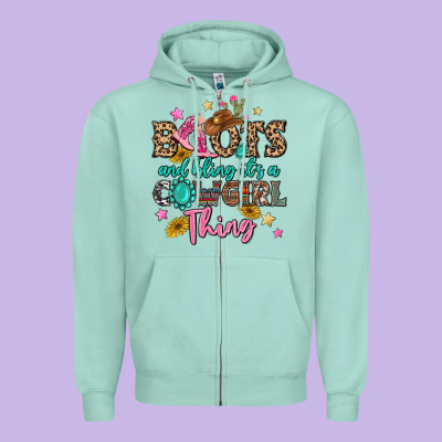 Boots And Bling It's A Cowgirl Thing Zipper Hoodie Designed By Maliassmallbusiness