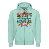 Seafoam boots and bling it's a cowgirl thing Zipper Hoodie - MaliasSmallBusiness