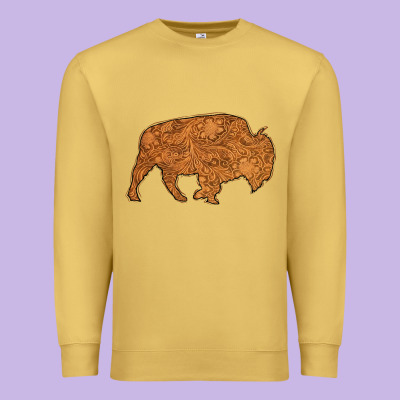 Western Vintage Bison Silhouette Premium Sweatshirt Designed By Bettercallsaul