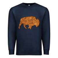 Navy Western Vintage Bison Silhouette Premium Sweatshirt - Bettercallsaul