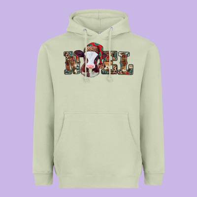 Western Christmas Baby Cow Noel Heavyweight Hoodie Designed By Jasminsmagicworld