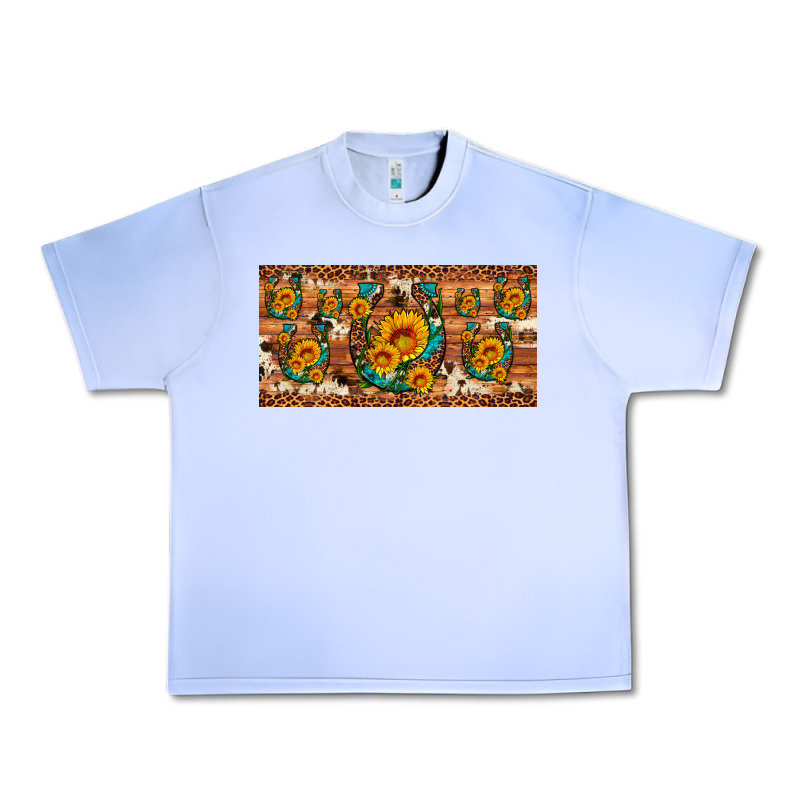 Sunflower Gemstone Leopard Cowhide Horseshoe License Plate Urban Heavy Tee by Artiststas | Teevron