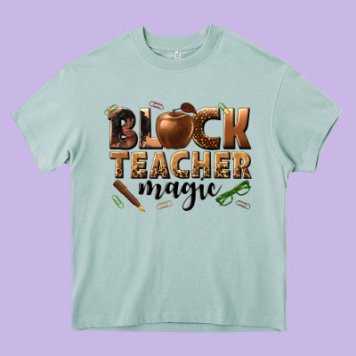 Black Teacher Magic Melanin Heavy Core Tee Designed By Texasbilliewilder