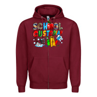 Burgundy school custodian Zipper Hoodie - NancyCooperArtShop