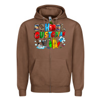 Chestnut school custodian Zipper Hoodie - NancyCooperArtShop