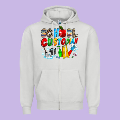 School Custodian Zipper Hoodie Designed By Nancycooperartshop