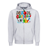 Heather Grey school custodian Zipper Hoodie - NancyCooperArtShop