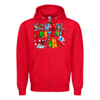 Red school custodian Zipper Hoodie - NancyCooperArtShop