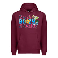 Burgundy Beaches boozy besties Summer Premium Hoodie - NancyCooperArtShop