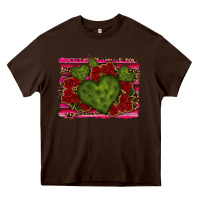Chocolate Brown Valentine Cactus Heart with Roses Heavy Core Tee - RanaPortraitStore