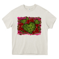 Cream Valentine Cactus Heart with Roses Heavy Core Tee - RanaPortraitStore