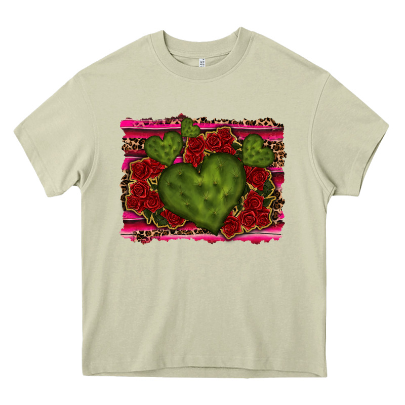 Valentine Cactus Heart With Roses Heavy Core Tee by RanaPortraitStore | Teevron