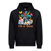 Foreset Green He is risen with Cross Easter Day Urban Hoodie - HowdyJamesFarm