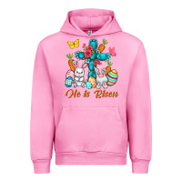 Fuchsia Pink He is risen with Cross Easter Day Urban Hoodie - HowdyJamesFarm