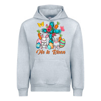 Heather Grey He is risen with Cross Easter Day Urban Hoodie - HowdyJamesFarm
