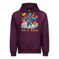 Mauve Wine He is risen with Cross Easter Day Urban Hoodie - HowdyJamesFarm