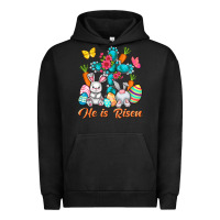 Pigment Black He is risen with Cross Easter Day Urban Hoodie - HowdyJamesFarm